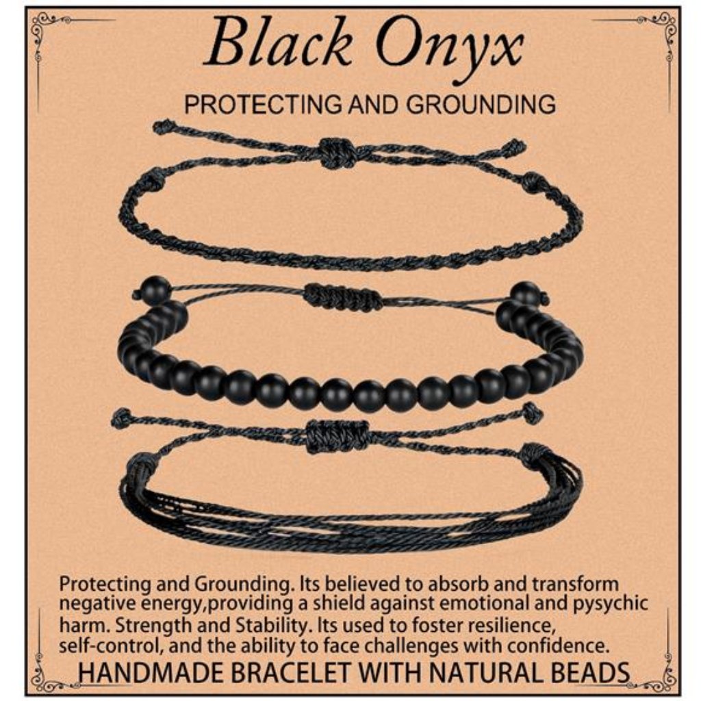 Handmade Healing Bracelets, 6mm Matte Black Onyx Bracelet Black Beaded Trendy
